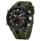 SANDA 6279 watch with a black case and olive green strap
