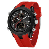 SANDA 6279 watch with a black case and red strap