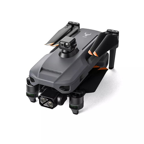 SG909MAX folded, front view with the obstacle-avoidance module on top, on white