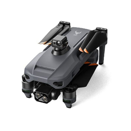 SG909MAX folded, with the obstacle-avoidance module clipped on top, on white