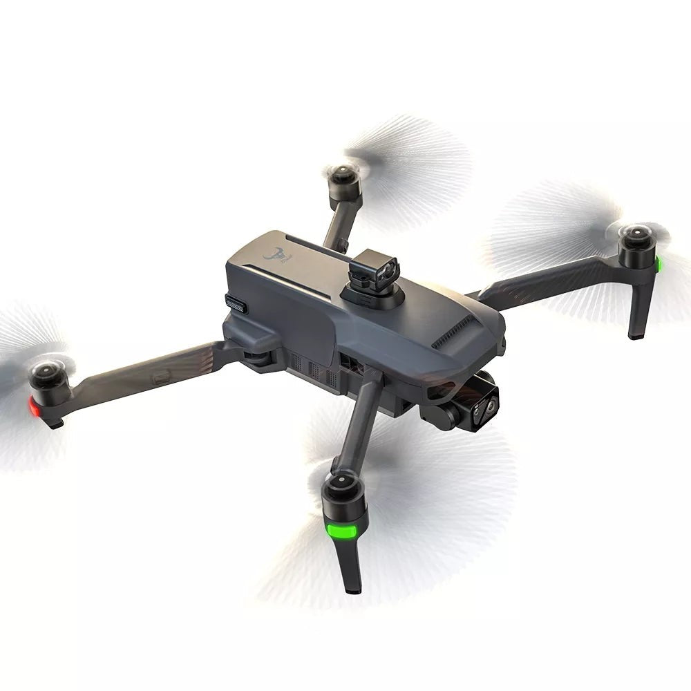 SG909MAX in flight, seen from above and behind, on white