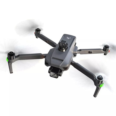 SG909MAX in flight, front three-quarter view from above, on white