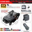 SG909MAX kit with touch-screen remote, one battery, obstacle-avoidance module and carry bag