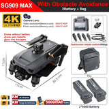 SG909MAX kit with touch-screen remote, two batteries, obstacle-avoidance module and carry bag
