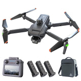 SG909MAX kit: drone, touch-screen remote with antennas flat, three batteries and carry bag