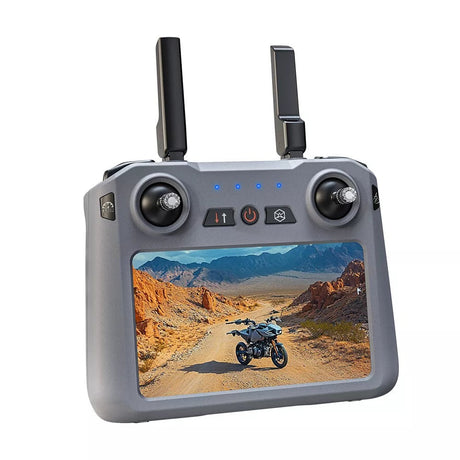 SG909MAX touch-screen remote with both antennas raised, on white