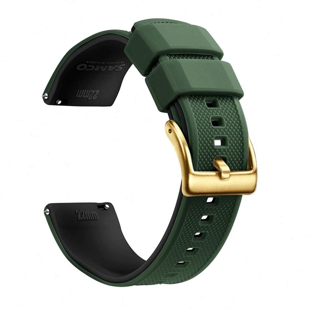 Army Green & Black, Gold Buckle silicone watch band