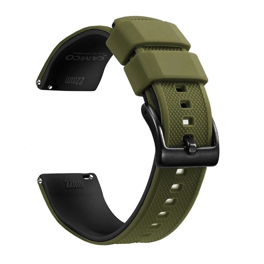 Army Olive Green, Black Buckle silicone watch band