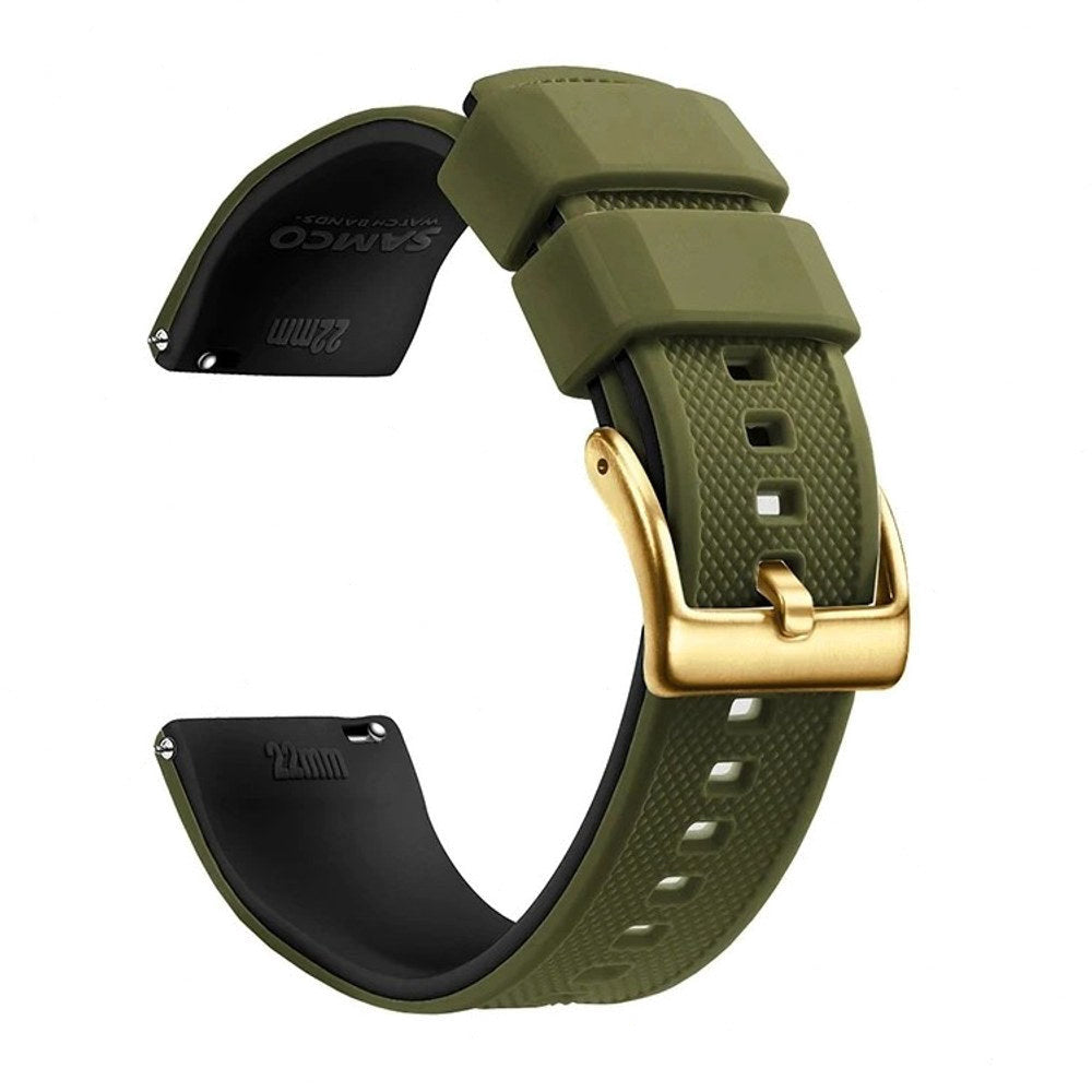 Army Olive Green, Gold Buckle silicone watch band