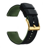 Black & Army Green, Gold Buckle silicone watch band