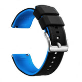 Black & Blue, Silver Buckle silicone watch band