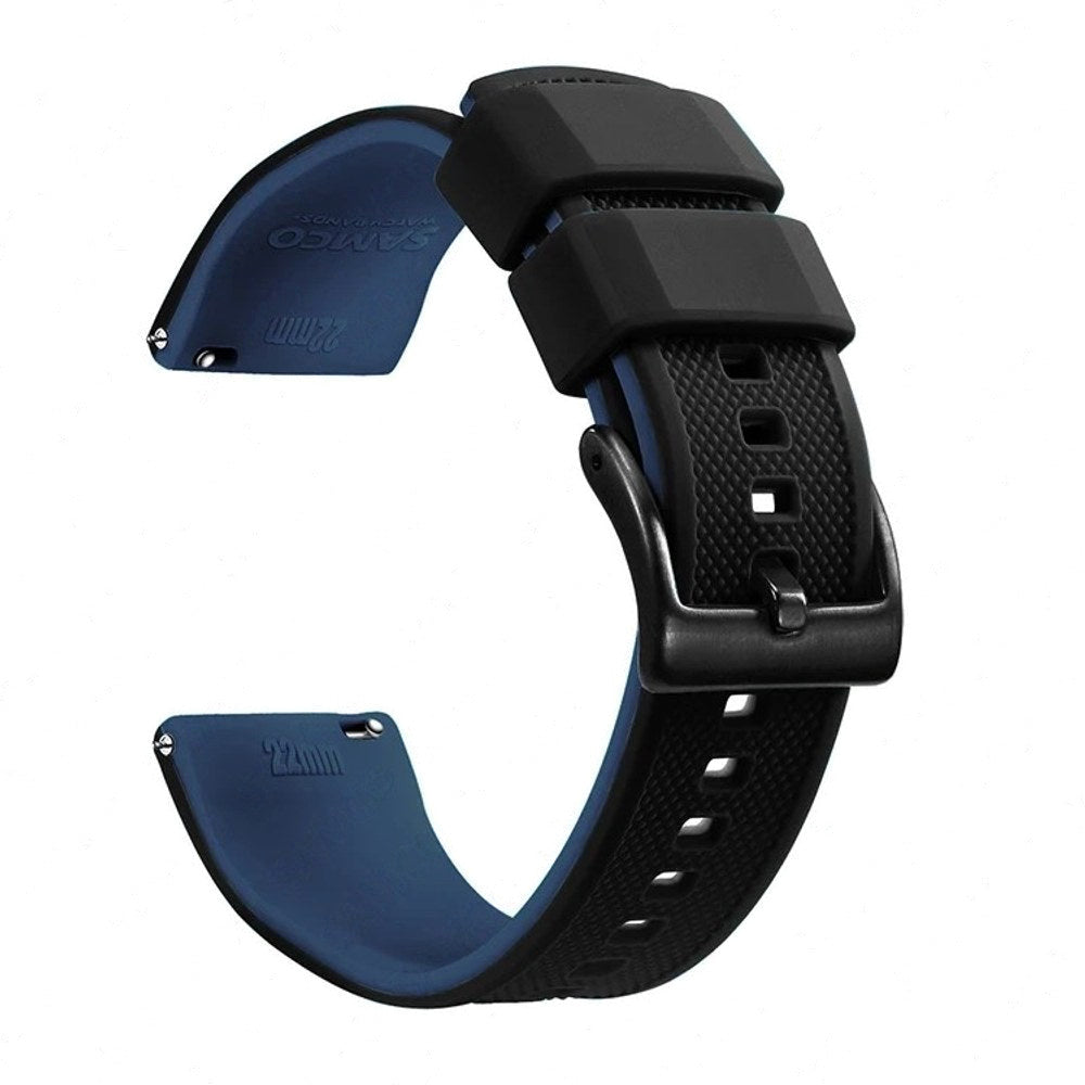 Black & Dark Blue, Black Buckle silicone watch band