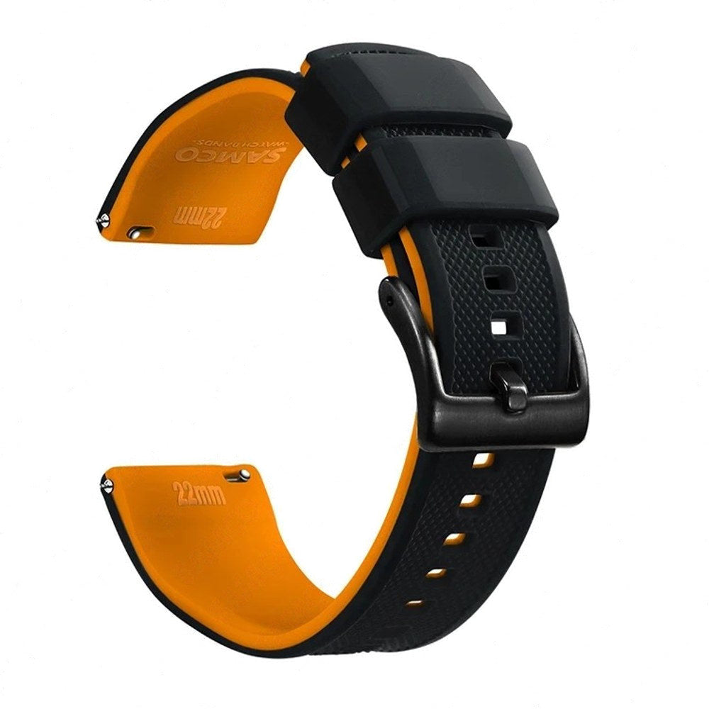 Black & Orange, Black Buckle silicone watch band