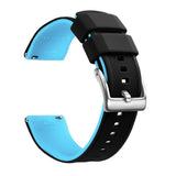 Black & Powder Blue, Silver Buckle silicone watch band