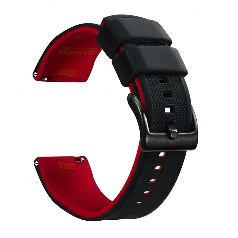 Black & Red, Black Buckle silicone watch band