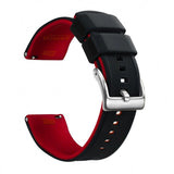 Black & Red, Silver Buckle silicone watch band