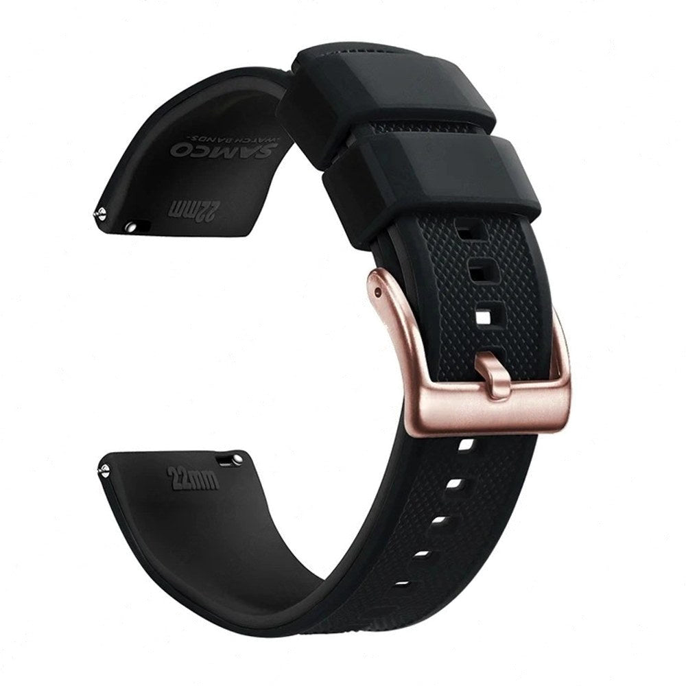 Black, Rose Gold Buckle silicone watch band