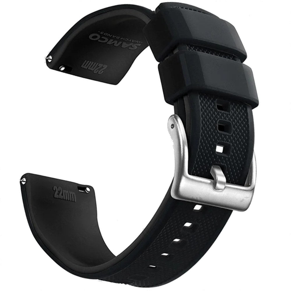 Black (Style S), Silver Buckle silicone watch band