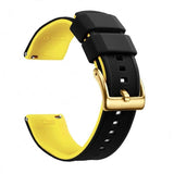 Black & Yellow, Gold Buckle silicone watch band