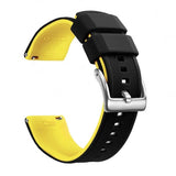 Black & Yellow, Silver Buckle silicone watch band