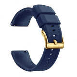 Blue, Gold Buckle silicone watch band