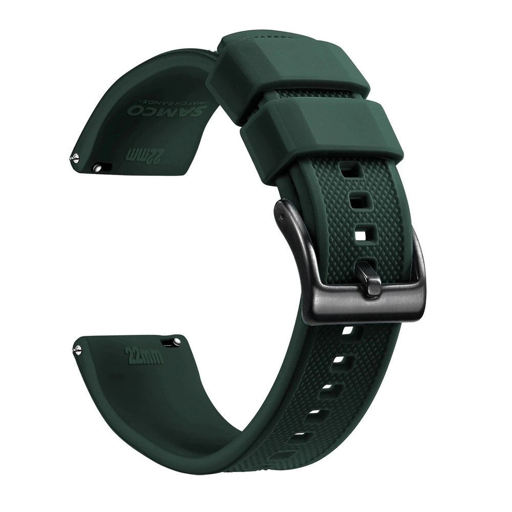 British Green, Black Buckle silicone watch band