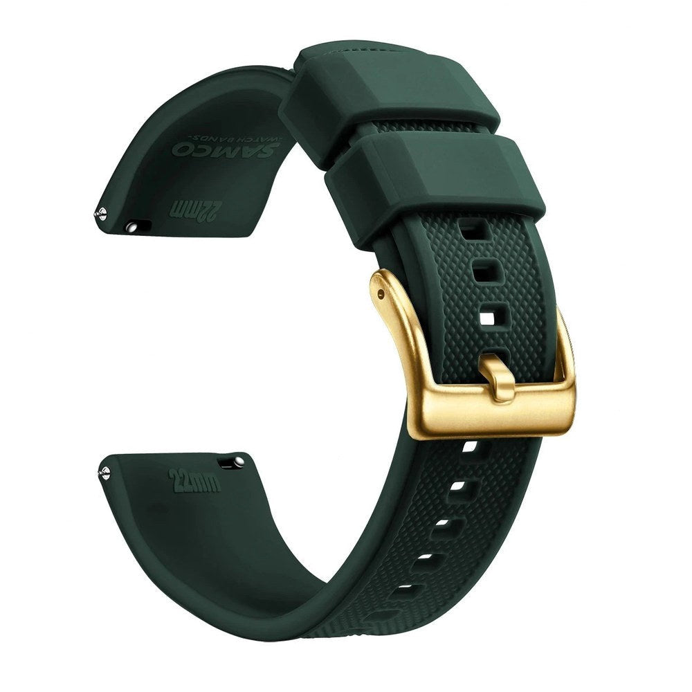 British Green, Gold Buckle silicone watch band