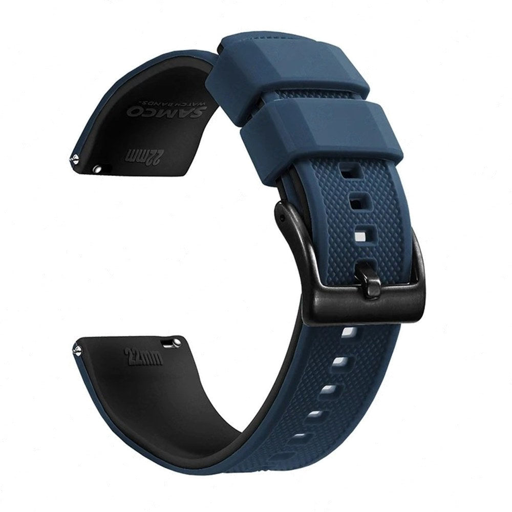 Dark Blue & Black, Black Buckle silicone watch band