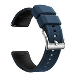 Dark Blue & Black, Silver Buckle silicone watch band