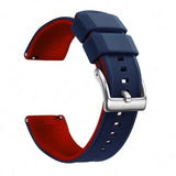 Dark Blue & Red, Silver Buckle silicone watch band