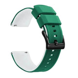 Green & White, Black Buckle silicone watch band