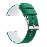 Green & White, Silver Buckle silicone watch band