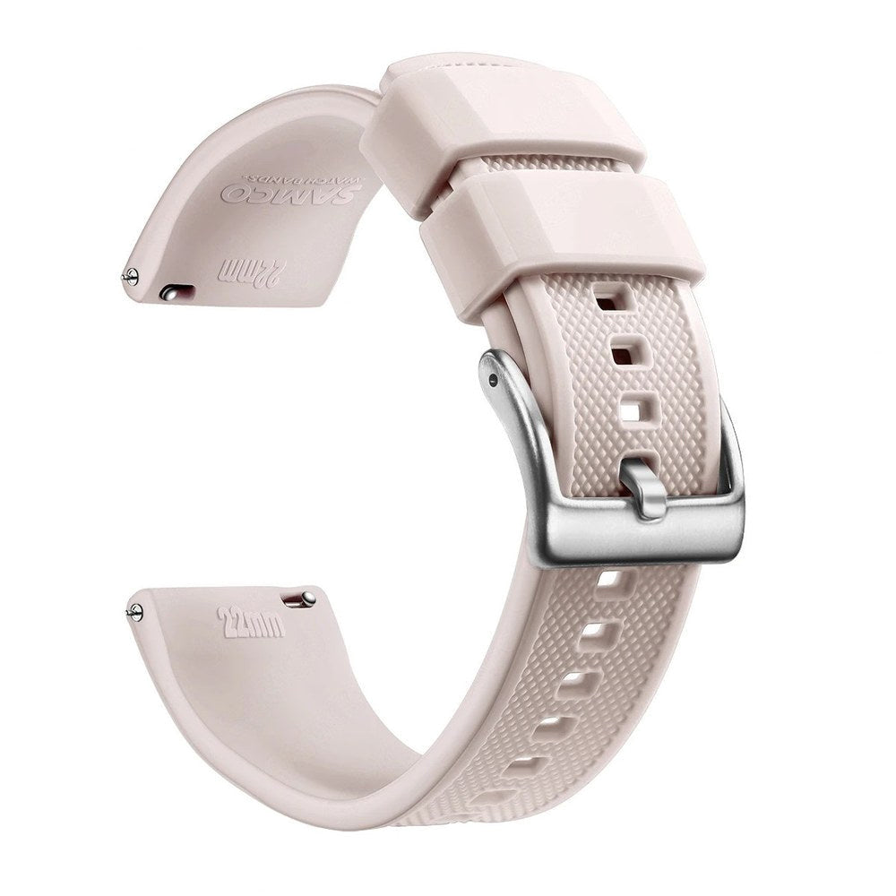 Light Pink, Silver Buckle silicone watch band