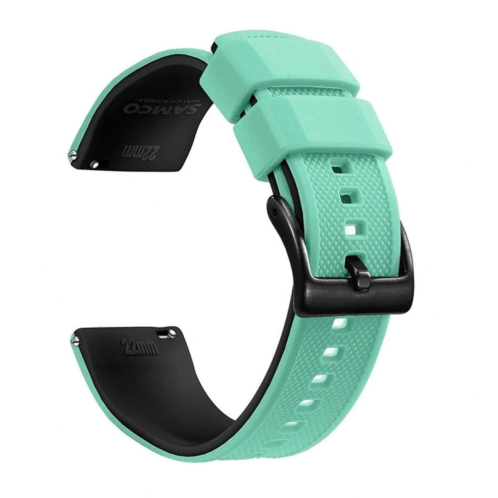 Mint Green & Black, Silver Buckle silicone watch band
