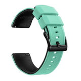 Mint Green & Black, Silver Buckle silicone watch band