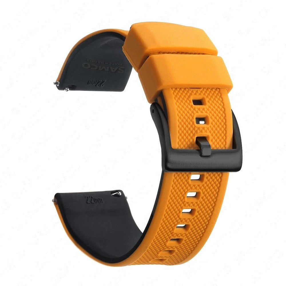 Orange & Black, Black Buckle silicone watch band