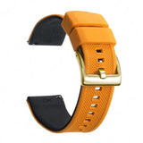 Orange & Black, Gold Buckle silicone watch band