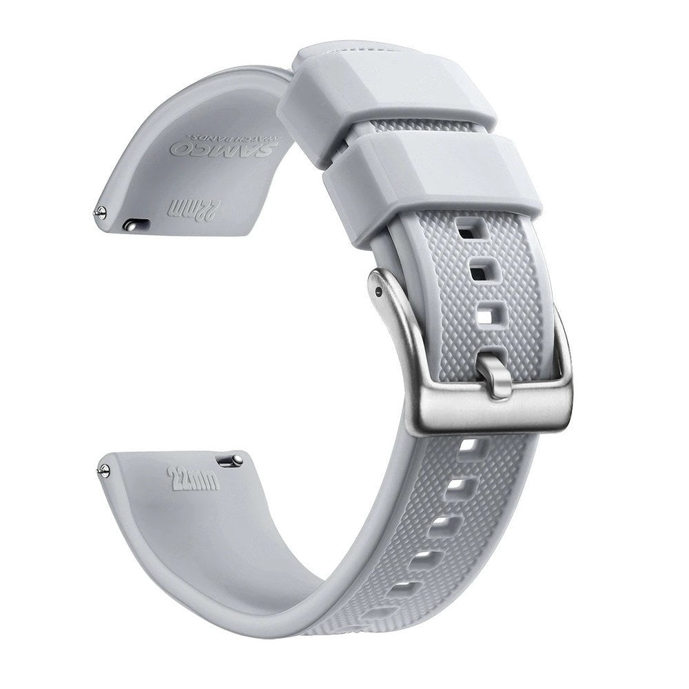 Platinum Grey, Silver Buckle silicone watch band