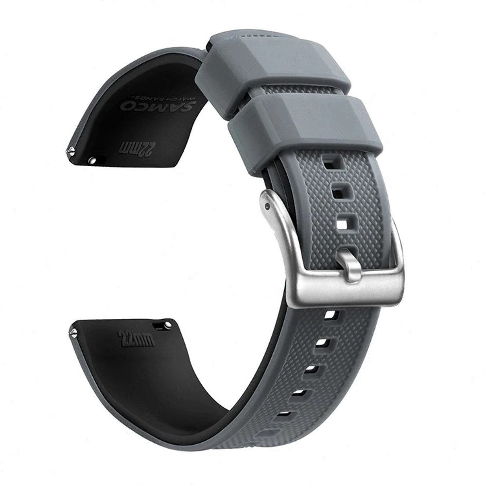 Smokey Grey & Black, Silver Buckle silicone watch band