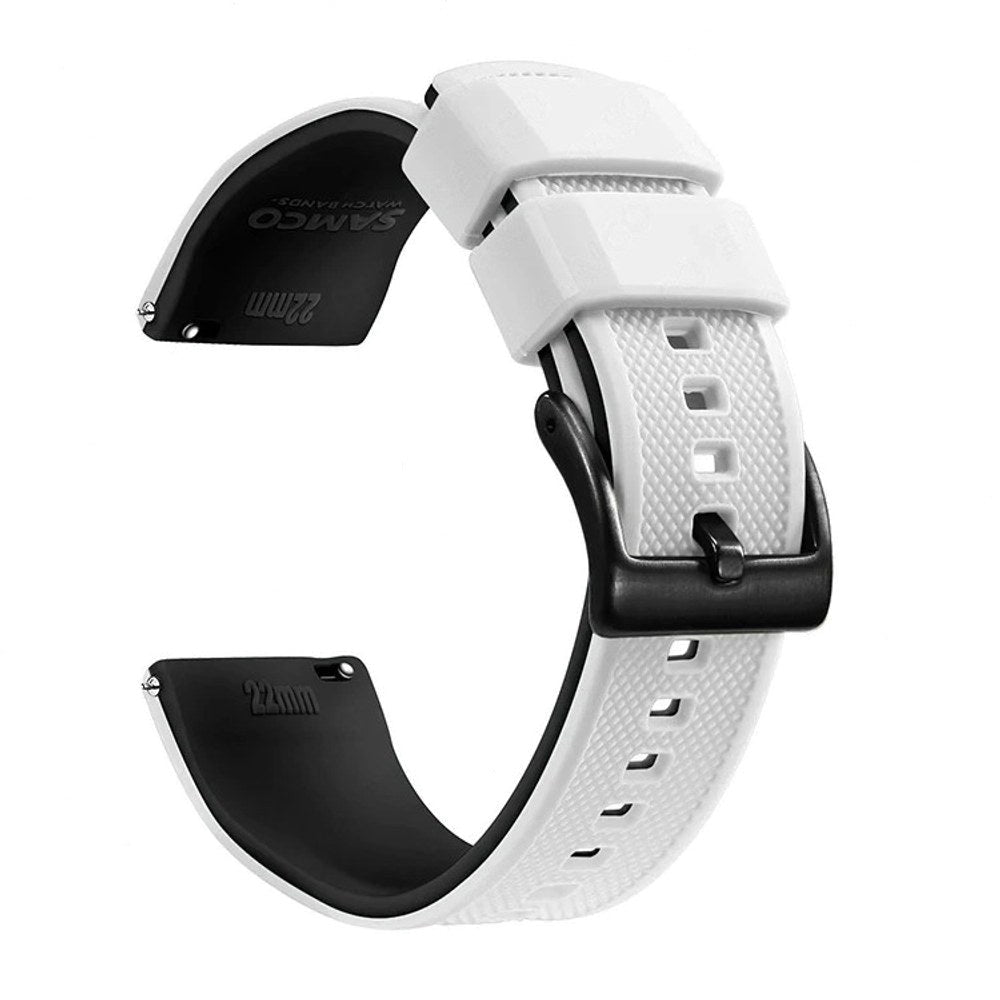 White & Black, Black Buckle silicone watch band
