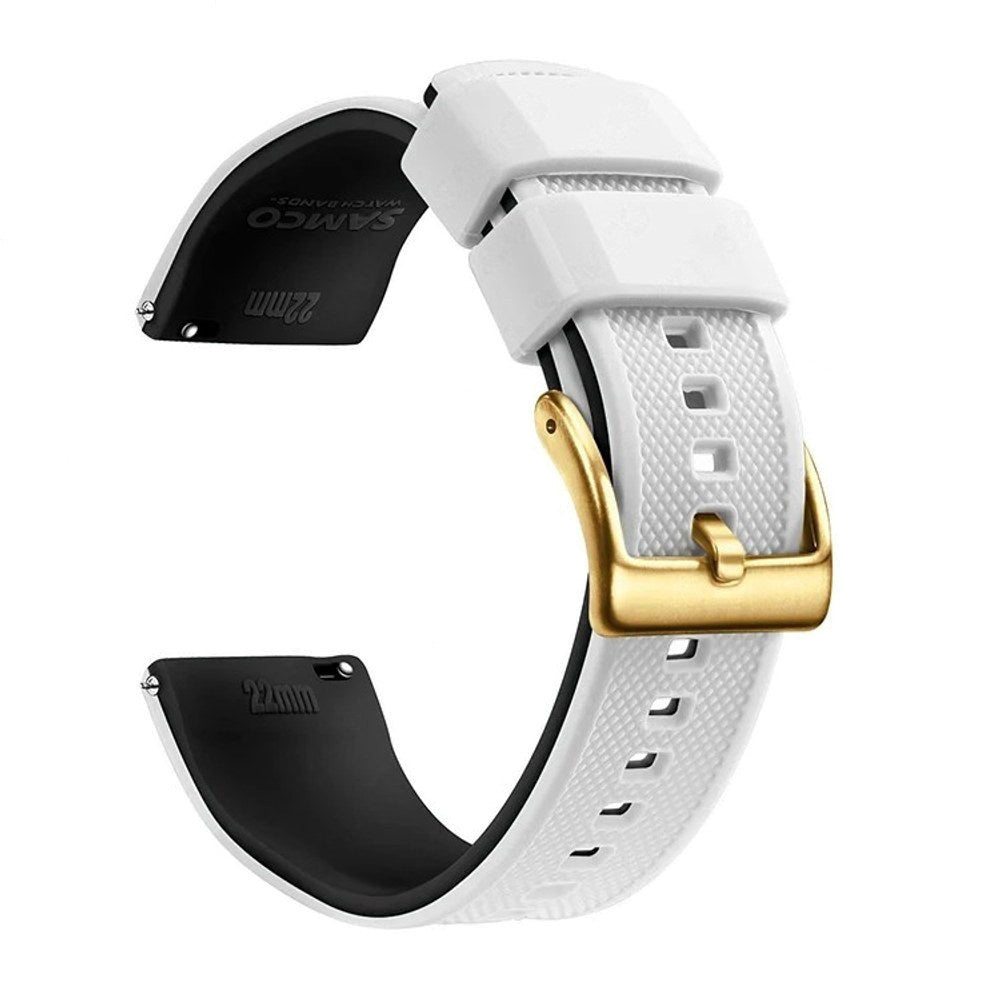 White & Black, Gold Buckle silicone watch band