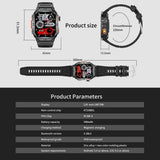 Drawing of the square watch: 45 x 51.5 x 13.5 mm case, 260 mm band, and the seller's parameter table