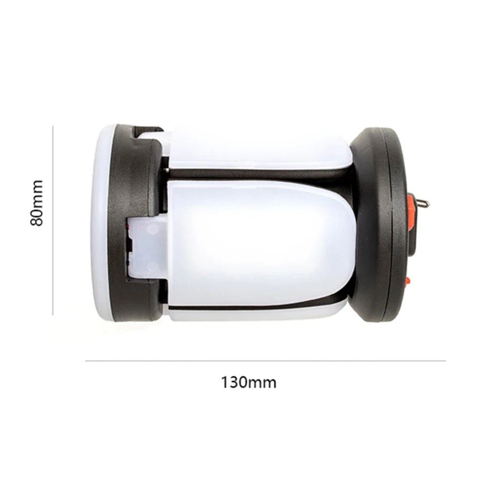 Maker drawing of the tall lantern lying on its side: 80 mm across and 130 mm long