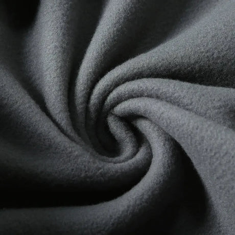 Close-up of the grey polyester fleece fabric