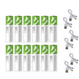 AA pack of twelve USB-C rechargeable lithium cells with six twin-plug USB-C charging leads