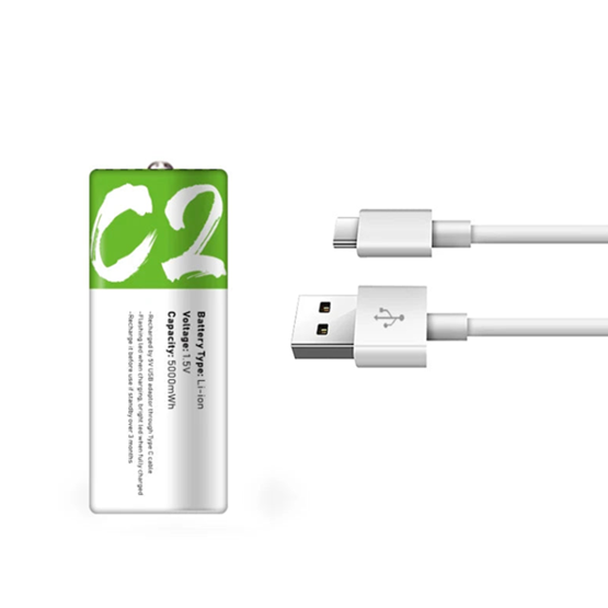 C2 1.5v Lithium Battery 5000mWh Ultra-Fast USB Charging Rechargeable Batteries BushLine   