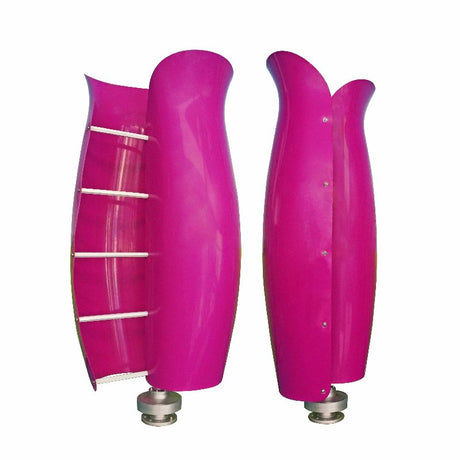 Studio pair of the bright pink-purple tulip, the Purple colourway, from two angles - one shows the pale cross-bars inside the open side.