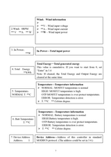 Manual page 7: the wind, input power, total energy, temperature and device address screens.