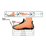 How to measure foot length heel to toe against a wall, with the space allowed inside the boot at the toe