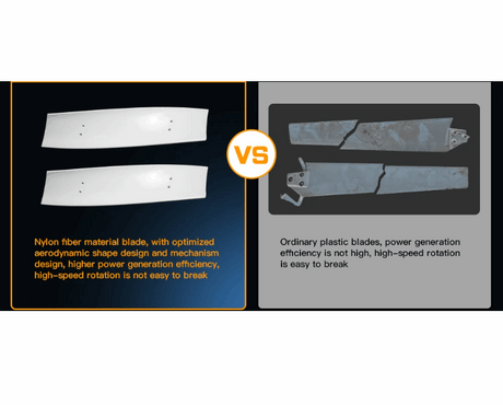 Supplier comparison of the nylon-fibre blades against cracked ordinary plastic blades